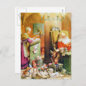 サンタミセス・クロースと北極地方の小妖精や小人 シーズンポストカード (正面/裏面)