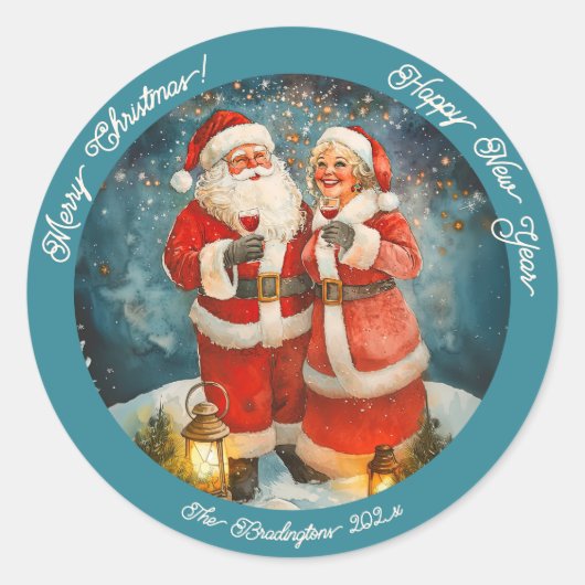 サンタミセス・クロース・クリスマス新年 ラウンドシール (正面)