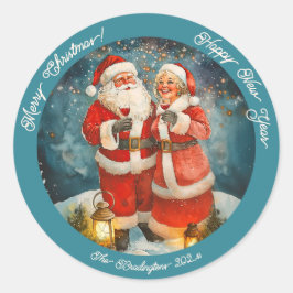サンタミセス・クロース・クリスマス新年 ラウンドシール