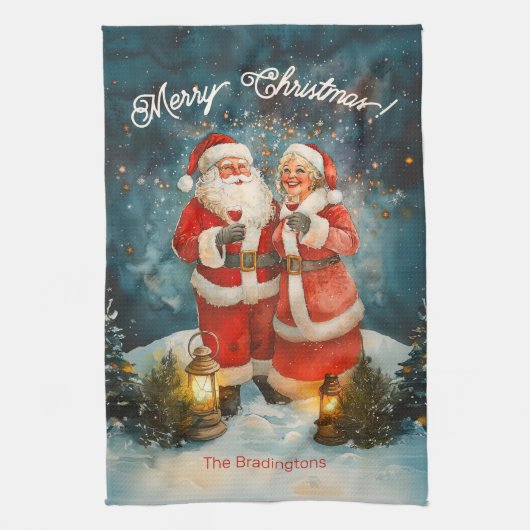 サンタミセス・クロース・メリー・クリスマス キッチンタオル (縦)