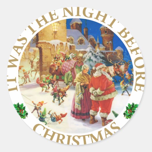サンタミセス、クロース、北極聖降誕祭のイブ ラウンドシール (正面)