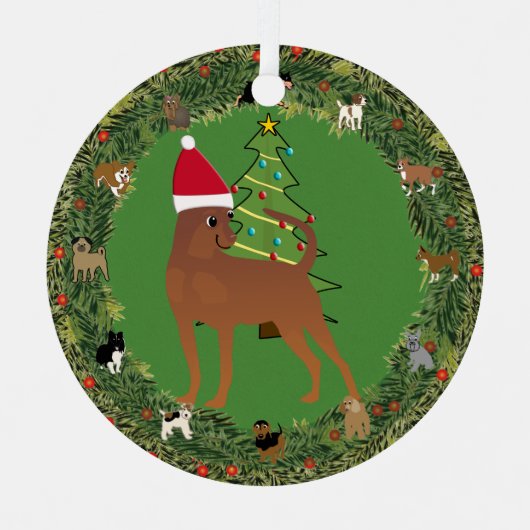 サンタミニチュアピンシャー メタルオーナメント (正面)