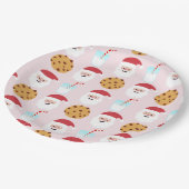 サンタミルクとクッキーピンク紙プレート ペーパープレート (アングル)