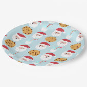 サンタミルクとクッキーブルー紙プレート ペーパープレート (アングル)