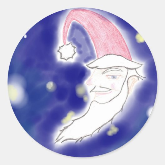 サンタムーンクリスマスアートステッカー ラウンドシール (正面)