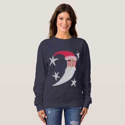 サンタムーン抽象芸術クリスマスアートトゥ衣服 スウェットシャツ (正面フル)