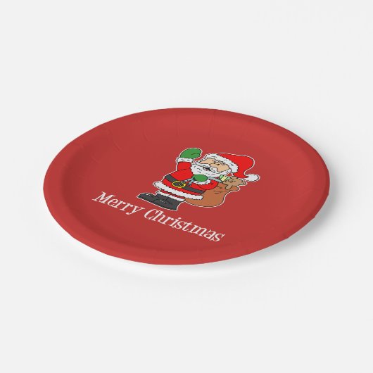 サンタメリークリスマスかわいい漫画 ペーパープレート (アングル)
