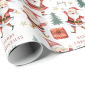 サンタメリークリスマスの名前ギフトラッピング紙 ラッピングペーパー (ロールコーナー)