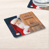 サンタメリークリスマスの名前 スクエアペーパーコースター (アングル)