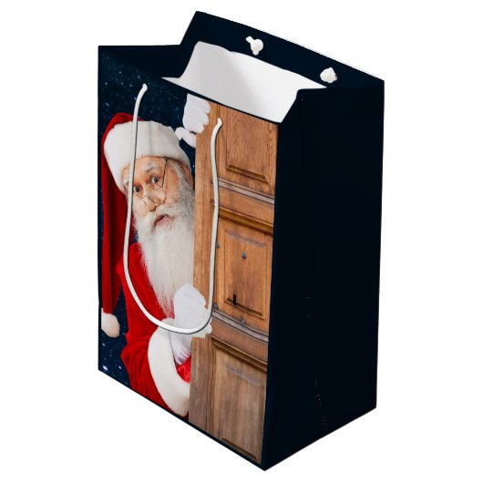 サンタメリークリスマスの名前 ミディアムペーパーバッグ (正面アングル)