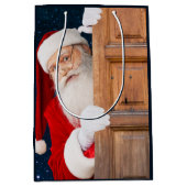 サンタメリークリスマスの名前 ミディアムペーパーバッグ (正面)