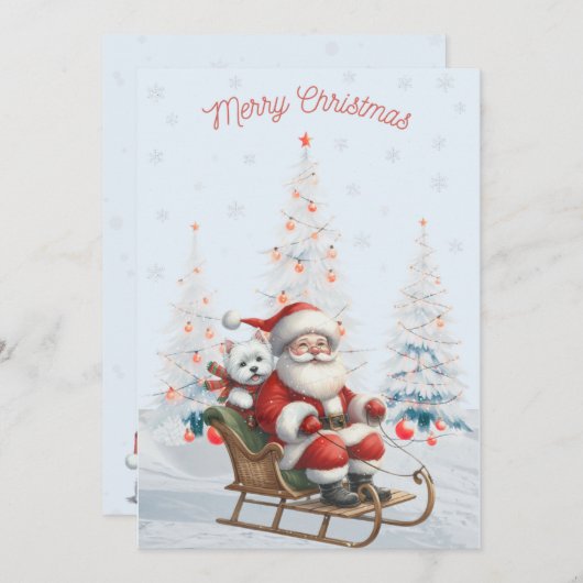 サンタメリークリスマスカードでウェスティー シーズンカード (正面/裏面)