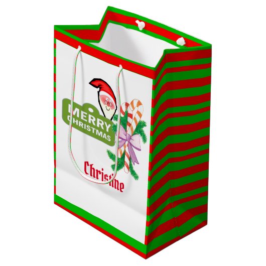サンタメリークリスマスストライプ抱き枕 ミディアムペーパーバッグ (正面アングル)