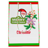 サンタメリークリスマスストライプ抱き枕 ミディアムペーパーバッグ (裏面)