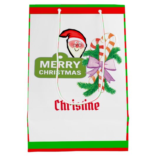 サンタメリークリスマスストライプ抱き枕 ミディアムペーパーバッグ (裏面)
