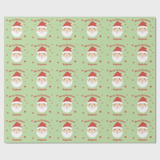 サンタメリークリスマスパーソナライズされたの名前 ラッピングペーパー (フラット)