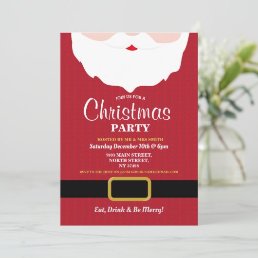 サンタメリークリスマスパーティークリスマス招待状 招待状 (スタンド正面)