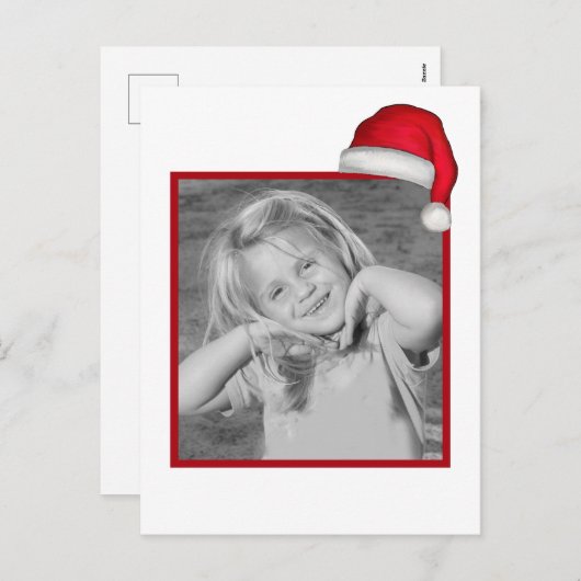 サンタメリークリスマスフォトカード1枚かわいい シーズンポストカード (正面/裏面)