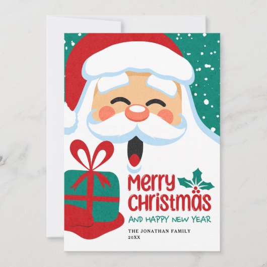 サンタメリークリスマスプレゼントホリデーカード シーズンカード (正面)