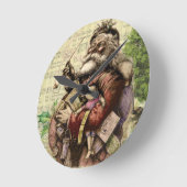 サンタメリークロースとクリスマスツリー ラウンド壁時計 (傾斜)