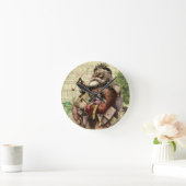 サンタメリークロースとクリスマスツリー ラウンド壁時計 (ホーム)