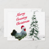 サンタメリーハット付きカントリークリスマスチキン シーズンポストカード (正面/裏面)