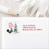 サンタメリーハット付きカントリークリスマスチキン ラベル (インサイチュ)