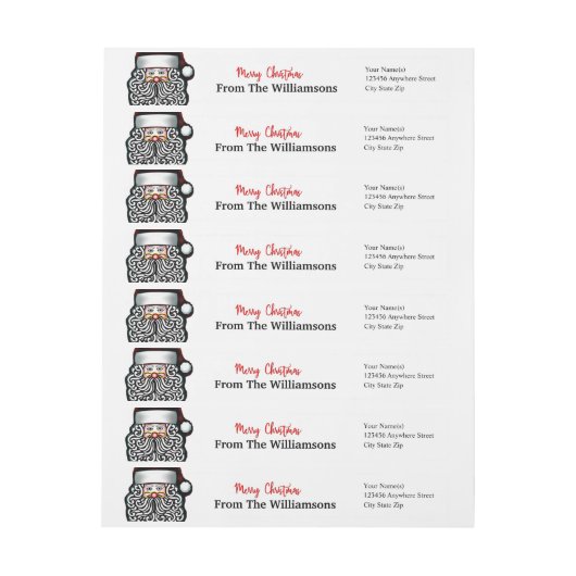 サンタメリーパーソナライズされたクリスマス差出人住所 ラップアラウンドラベル (シート)