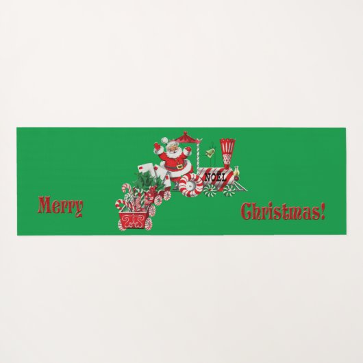 サンタメリーライディングペパーミントキャンディーの電車の手紙 ヨガマット (裏面(横))