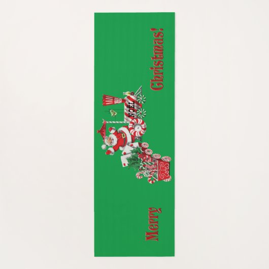 サンタメリーライディングペパーミントキャンディーの電車の手紙 ヨガマット (裏面)