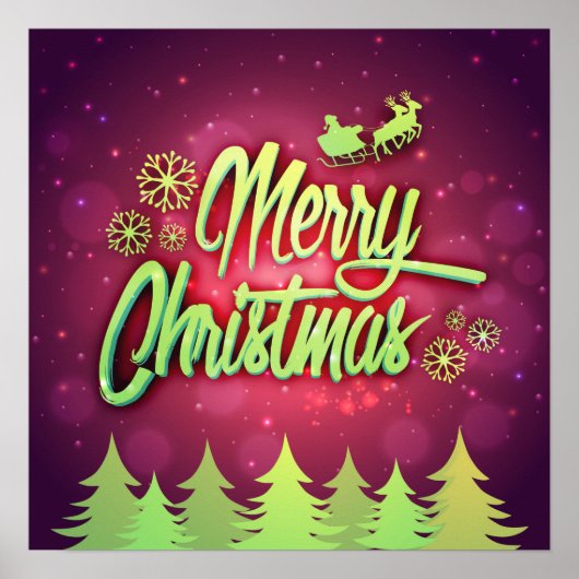 サンタメリー飛んでいるクリスマスのポスター ポスター (正面)