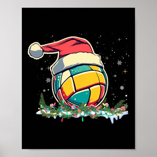 サンタメンズ付きクリスマス子供へバレーボールクリスマス ポスター (正面)