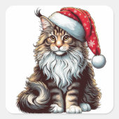 サンタメーンクーンキットクリスマスメーンキャット スクエアシール (正面)