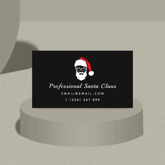 サンタモダンクリスマステーマミニマルシンプルブラック 名刺