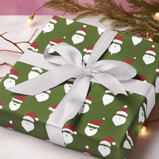 サンタモダンシルエットグリーンクリスマス ラッピングペーパー