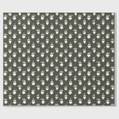 サンタモダンシルエットグリーンクリスマス ラッピングペーパー (フラット)