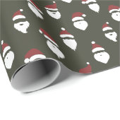 サンタモダンシルエットダークパイングリーンクリスマス ラッピングペーパー (ロールコーナー)