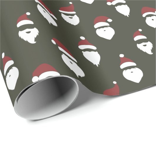 サンタモダンシルエットダークパイングリーンクリスマス ラッピングペーパー (ロールコーナー)