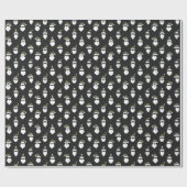 サンタモダンシルエットブラッククリスマス ラッピングペーパー (フラット)