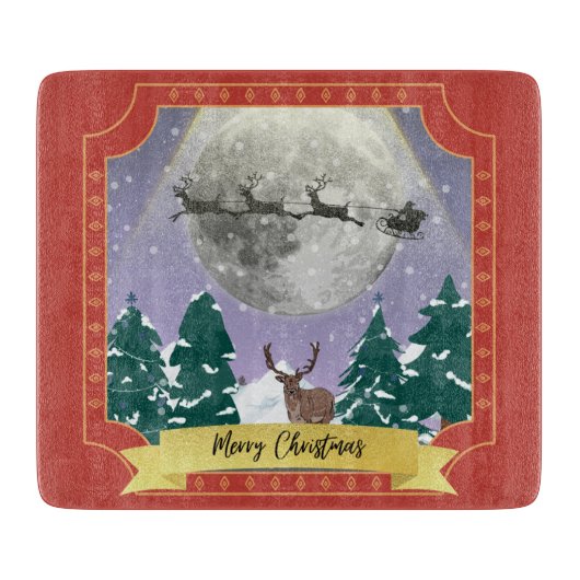 サンタモダントインデナーとヴィンテージクリスマスナイト カッティングボード (正面)