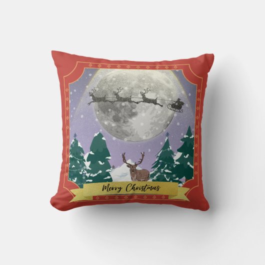 サンタモダントインデナーとヴィンテージクリスマスナイト クッション (正面)
