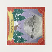 サンタモダントインデナーとヴィンテージクリスマスナイト タペストリー (正面(横))