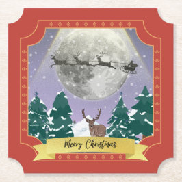 サンタモダントインデナーとヴィンテージクリスマスナイト ペーパーコースター