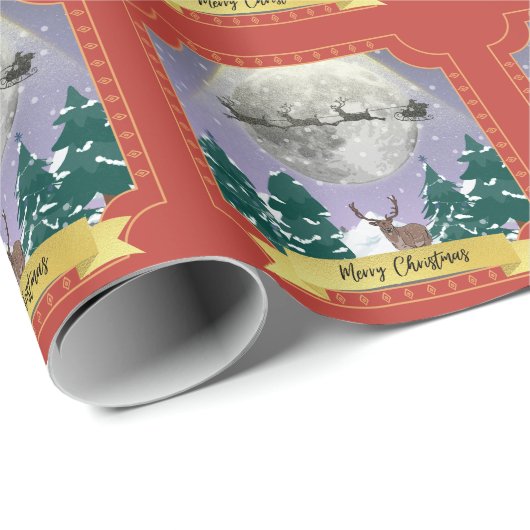 サンタモダントインデナーとヴィンテージクリスマスナイト ラッピングペーパー (ロールコーナー)