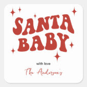 サンタモダンベビークリスマスプレゼント スクエアシール (正面)