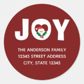 サンタモダンーとホリーベリーのクリスマスジョイ ラウンドシール (正面)