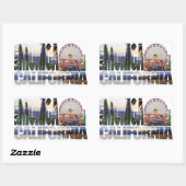 サンタモニカのロゴフラワーズピアビーチ 長方形シール (シート)