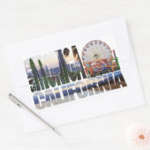 サンタモニカのロゴフラワーズピアビーチ 長方形シール (封筒)