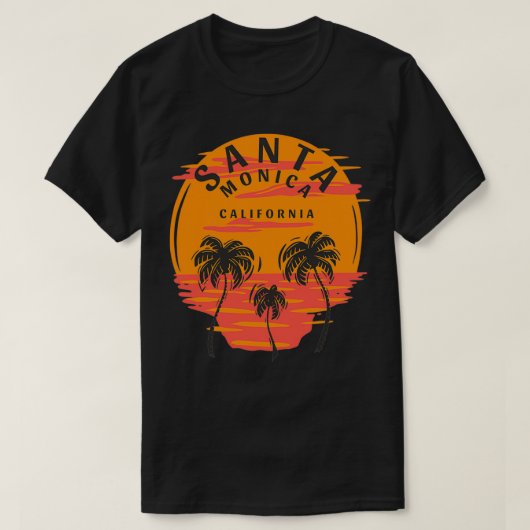 サンタモニカカリフォルニアパームツリーズサンセットスカルBe Tシャツ (デザイン正面)