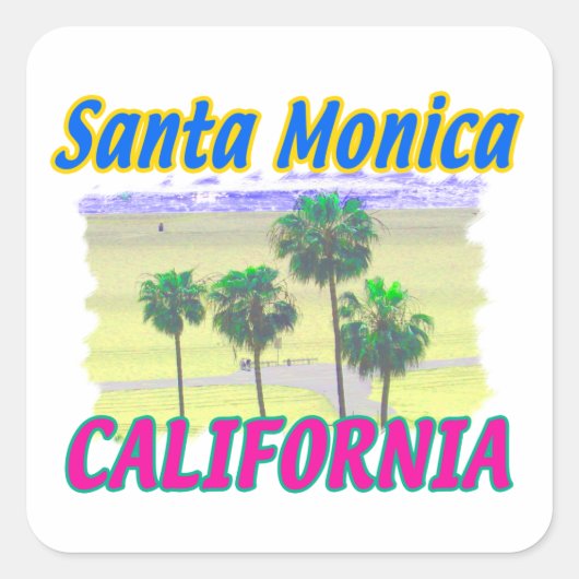 サンタモニカカリフォルニアパーム&ビーチシール スクエアシール (正面)